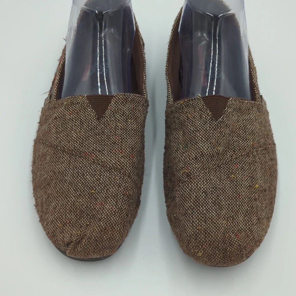 Skechers Bobs Women's Floral Embroidered Slip-On Shoes Flat Tweed 10 Brown Red